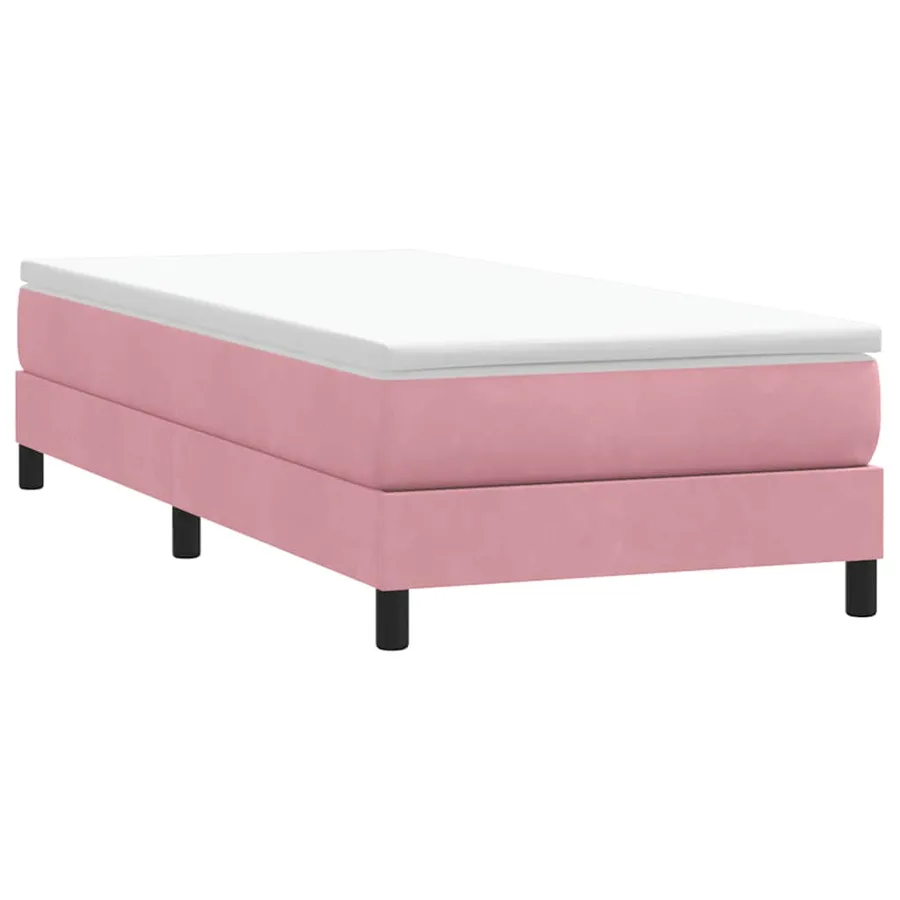 Sommier à lattes de lit avec matelas rose 80x210 cm velours - 5