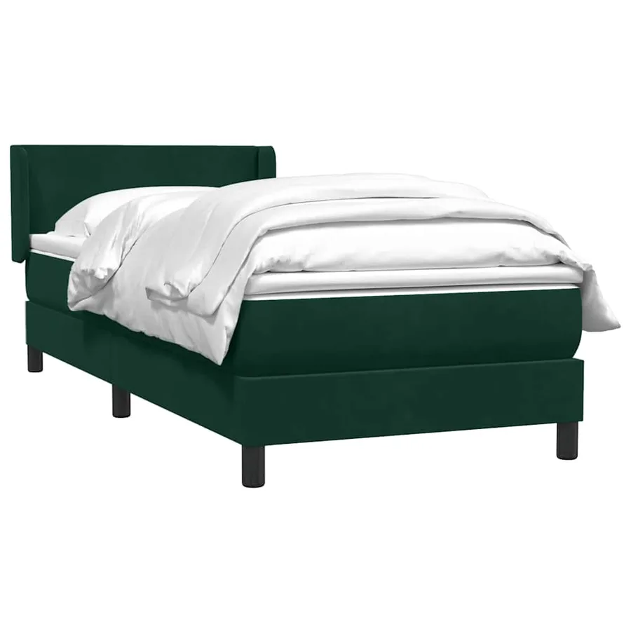 Sommier à lattes de lit et matelas vert foncé 80x220 cm velours - 3