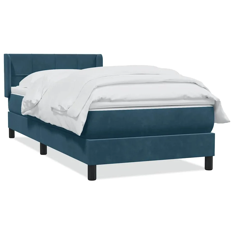 Sommier à lattes de lit et matelas bleu foncé 80x210 cm velours - 2