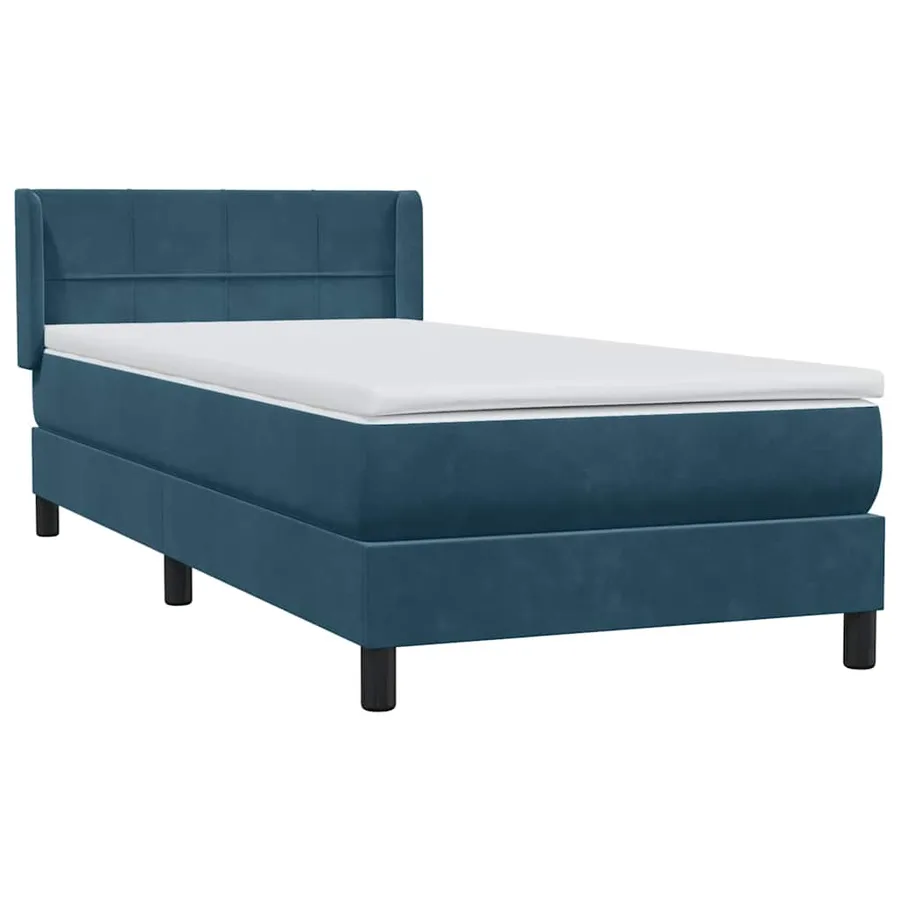 Sommier à lattes de lit et matelas bleu foncé 80x210 cm velours - 4