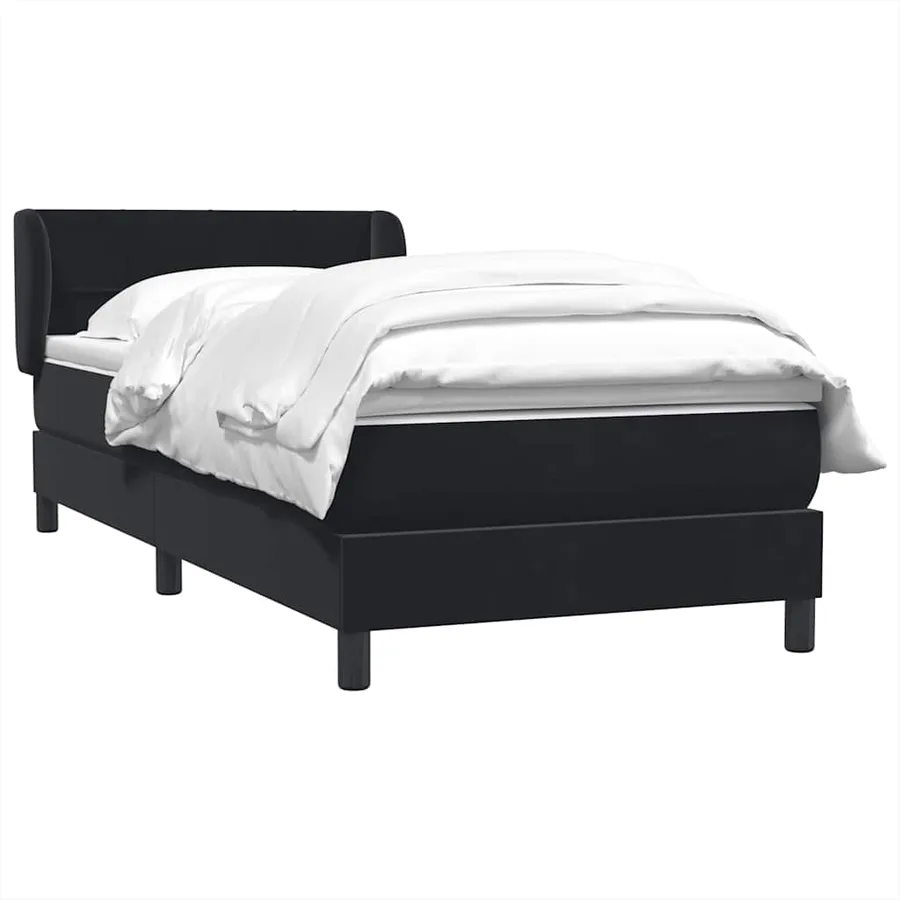 Sommier à lattes de lit avec matelas noir 80x210 cm velours - 3