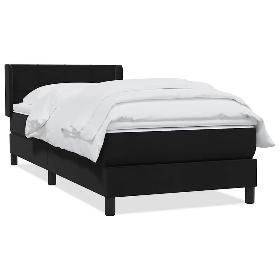 Sommier à lattes de lit avec matelas noir 80x210 cm velours - 2