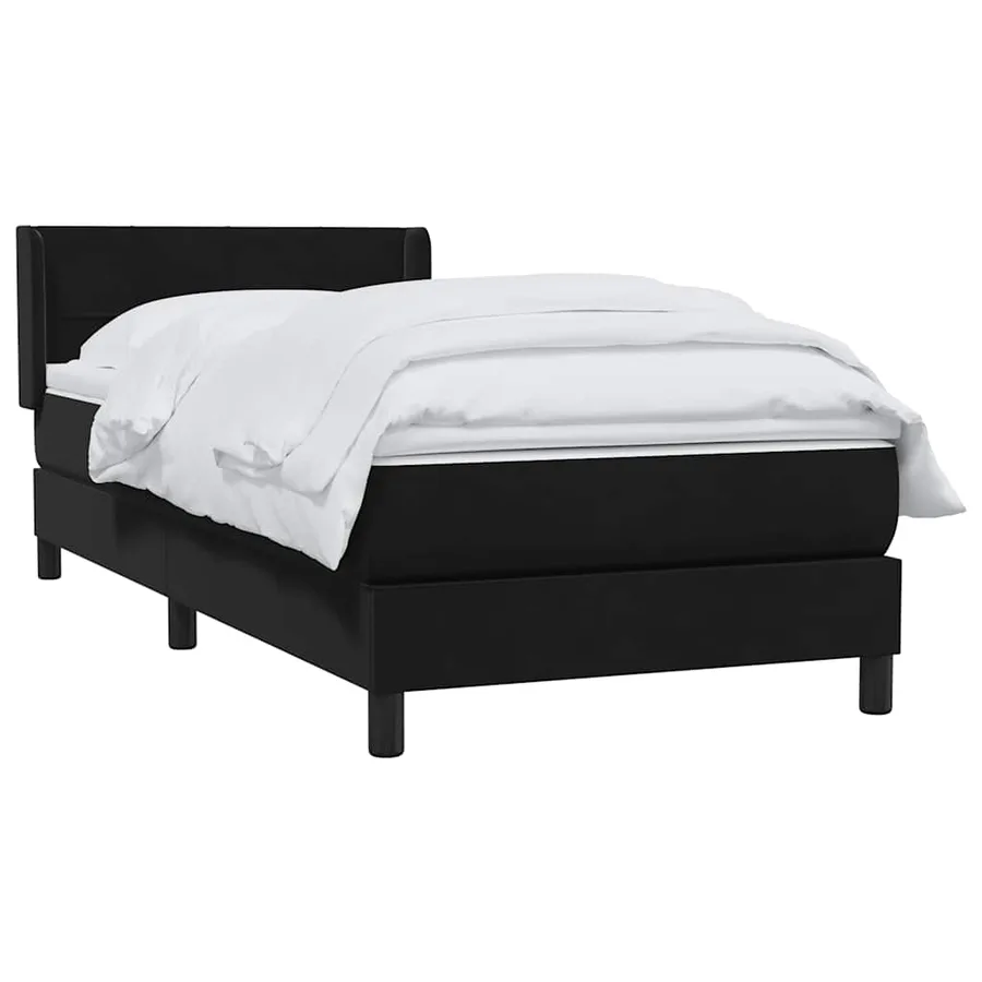 Sommier à lattes de lit avec matelas noir 80x210 cm velours - 3