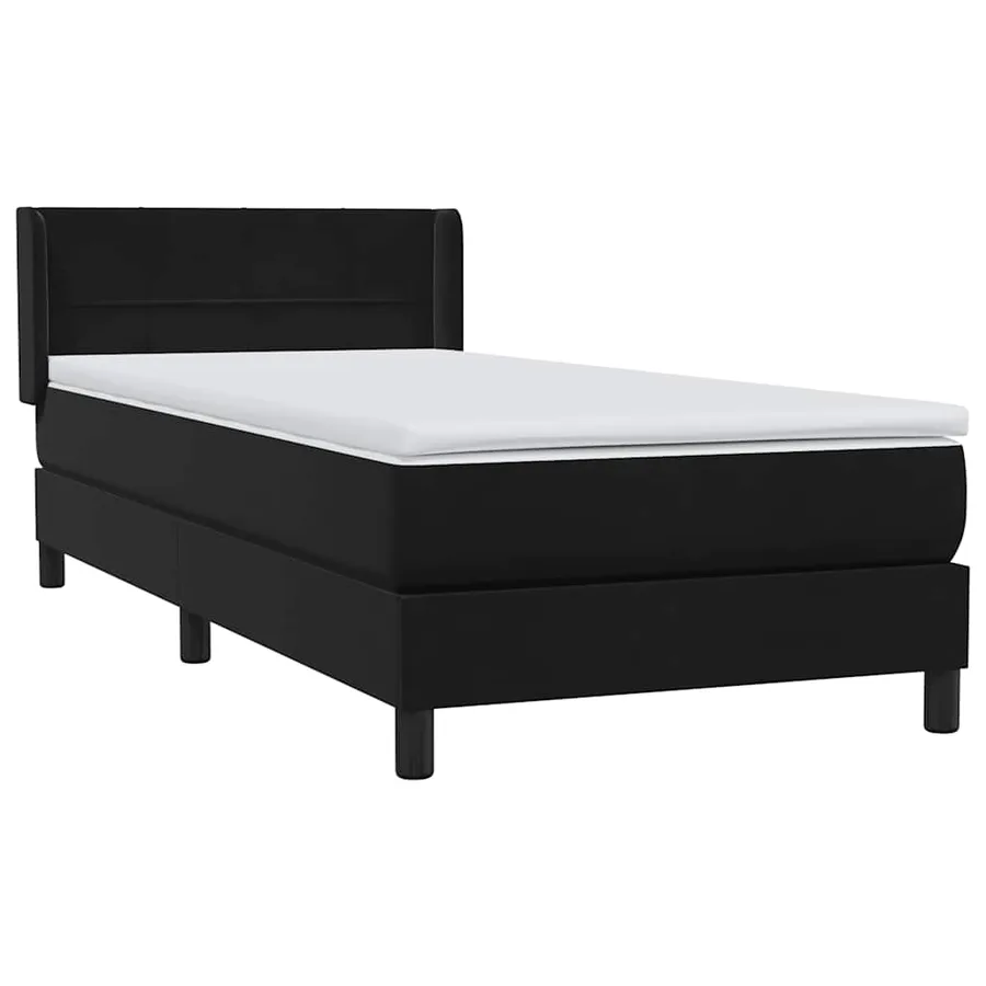 Sommier à lattes de lit avec matelas noir 80x210 cm velours - 4