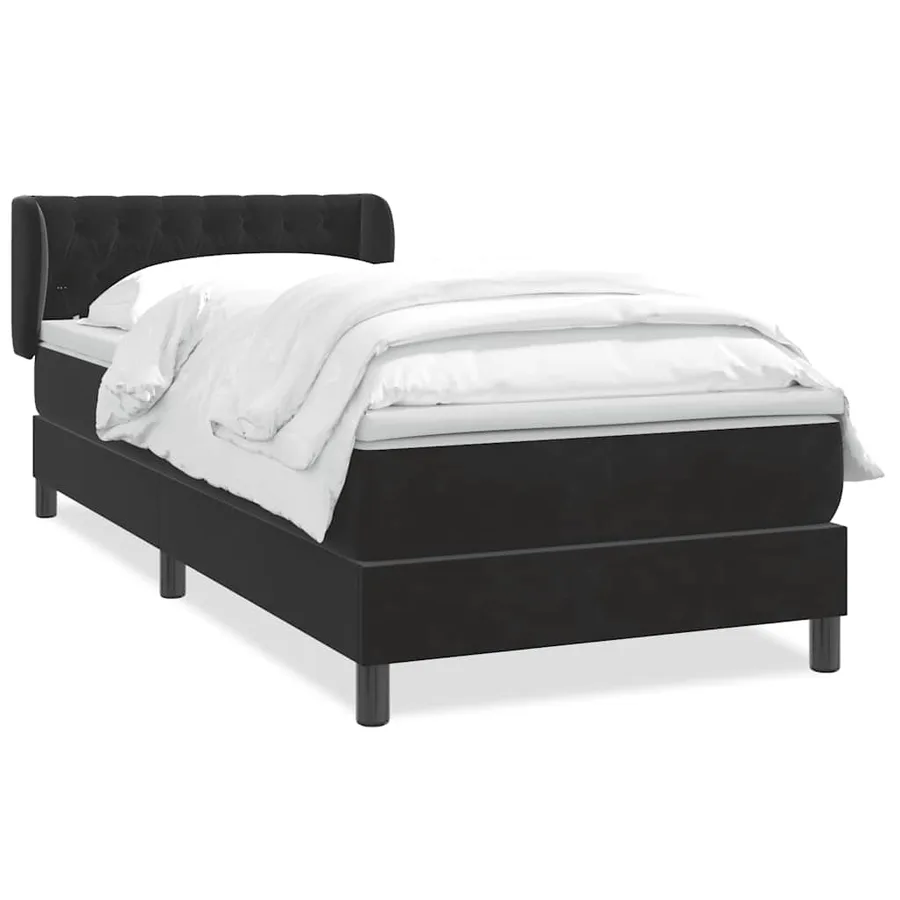 Sommier à lattes de lit avec matelas noir 80x210 cm velours - 2
