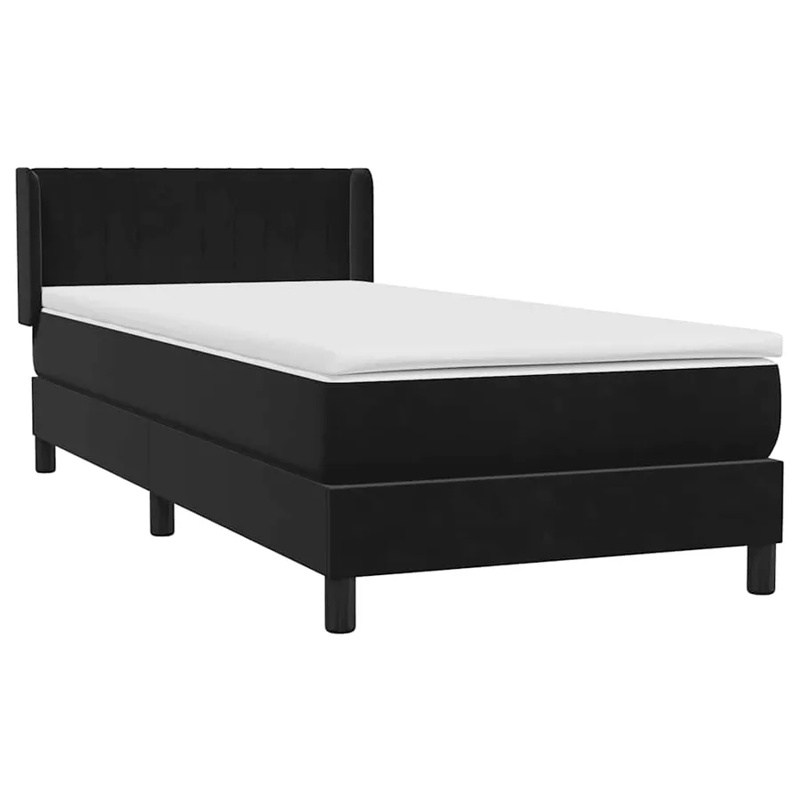 Sommier à lattes de lit avec matelas noir 80x210 cm velours - 4