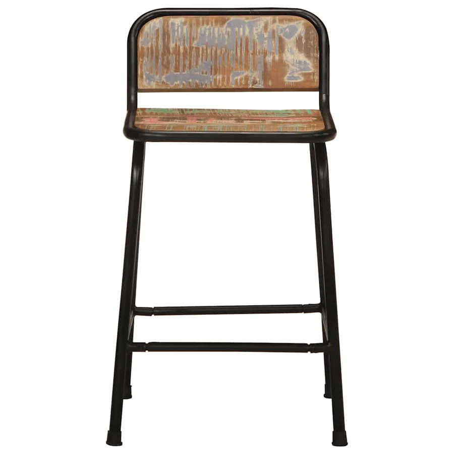 Tabourets de bar lot de 4 46x35,5x70cm bois massif récupération - 2