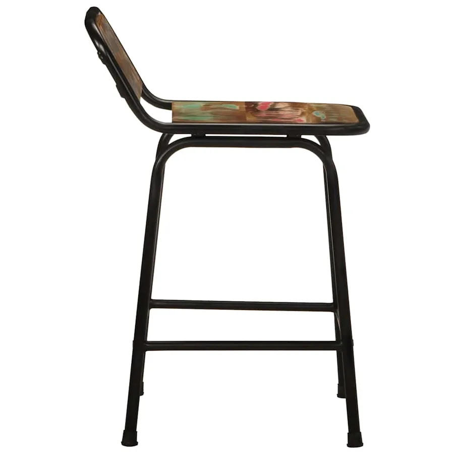 Tabourets de bar lot de 4 46x35,5x70cm bois massif récupération - 3