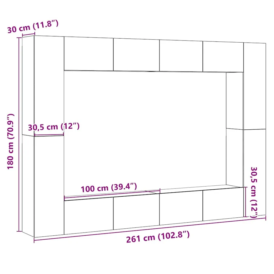Ensemble de meuble TV mural 8 pcs chêne artisanal - 10