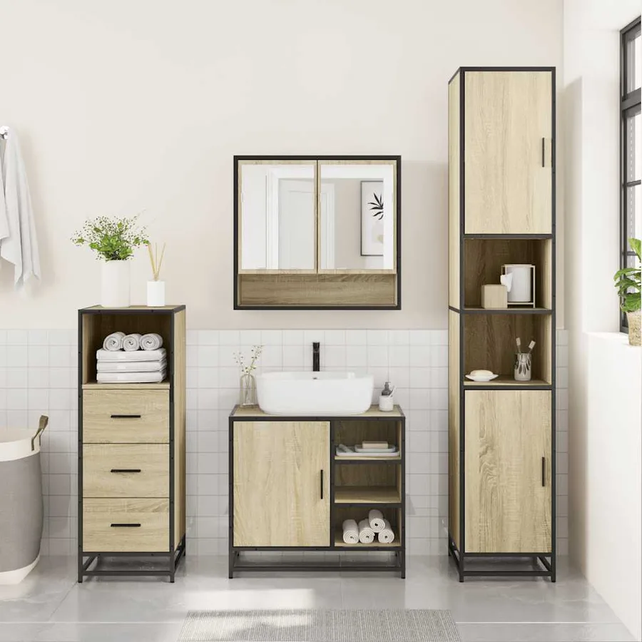 Ensemble de meubles de salle de bain 3 pcs chêne sonoma - 3
