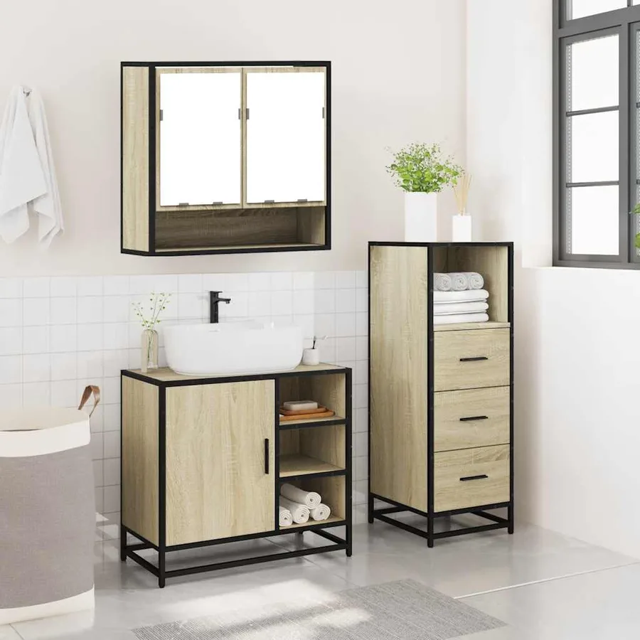 Ensemble de meubles de salle de bain 3 pcs chêne sonoma - 4