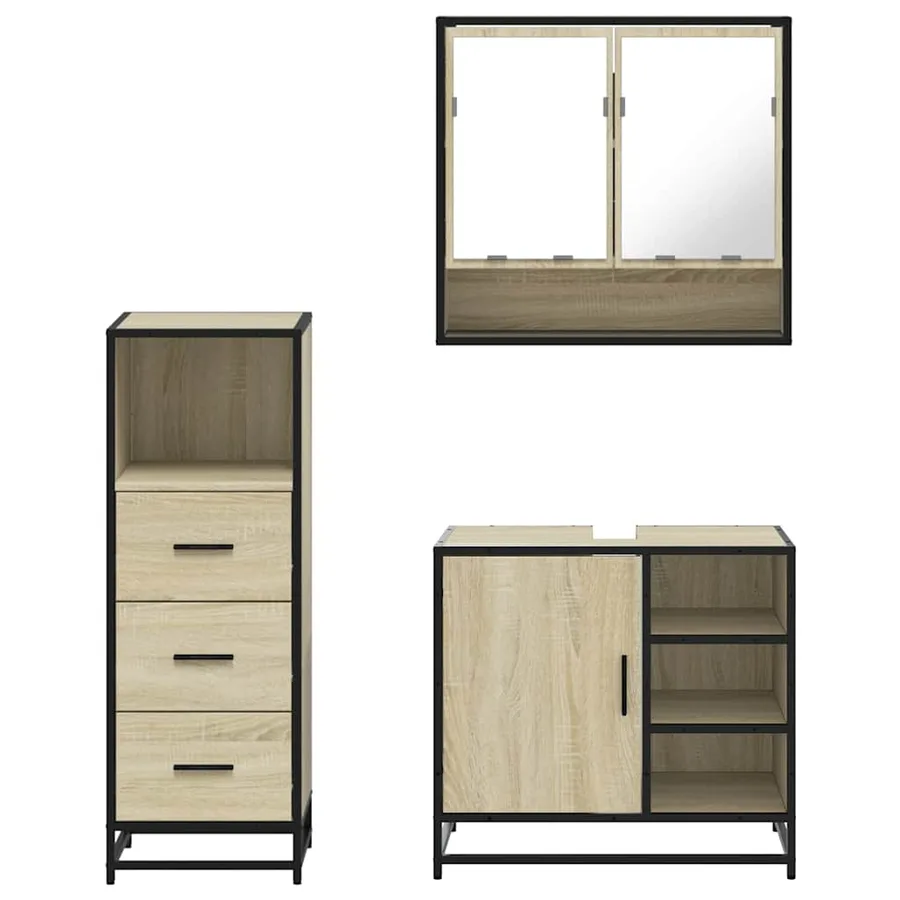 Ensemble de meubles de salle de bain 3 pcs chêne sonoma - 5