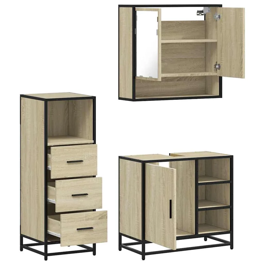 Ensemble de meubles de salle de bain 3 pcs chêne sonoma - 8