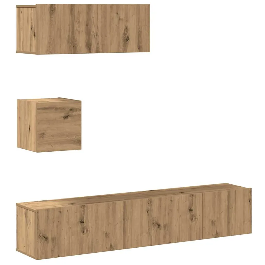 Ensemble de meuble TV mural 4 pcs chêne artisanal - 2