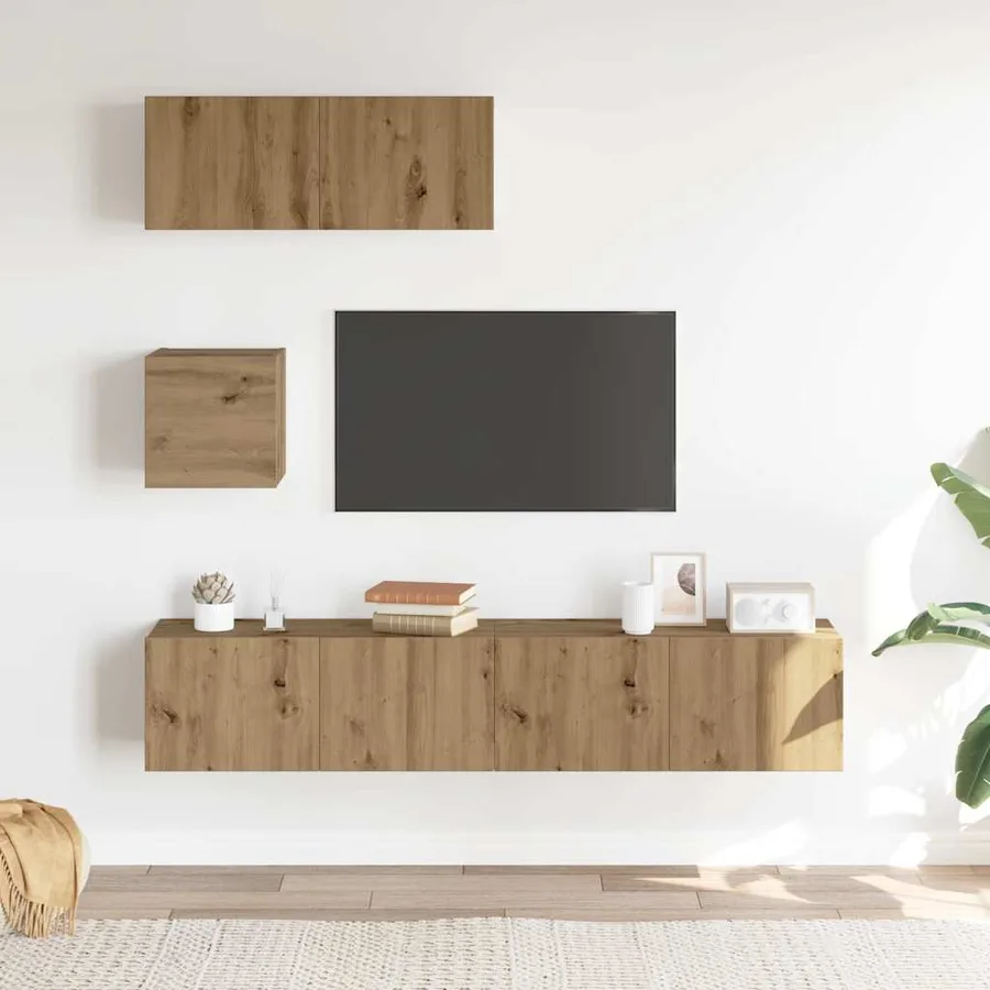 Ensemble de meuble TV mural 4 pcs chêne artisanal - 3