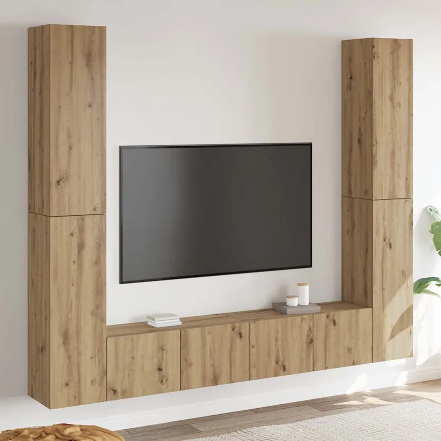 Meubles TV muraux 6 pcs chêne artisanal bois d'ingénierie
