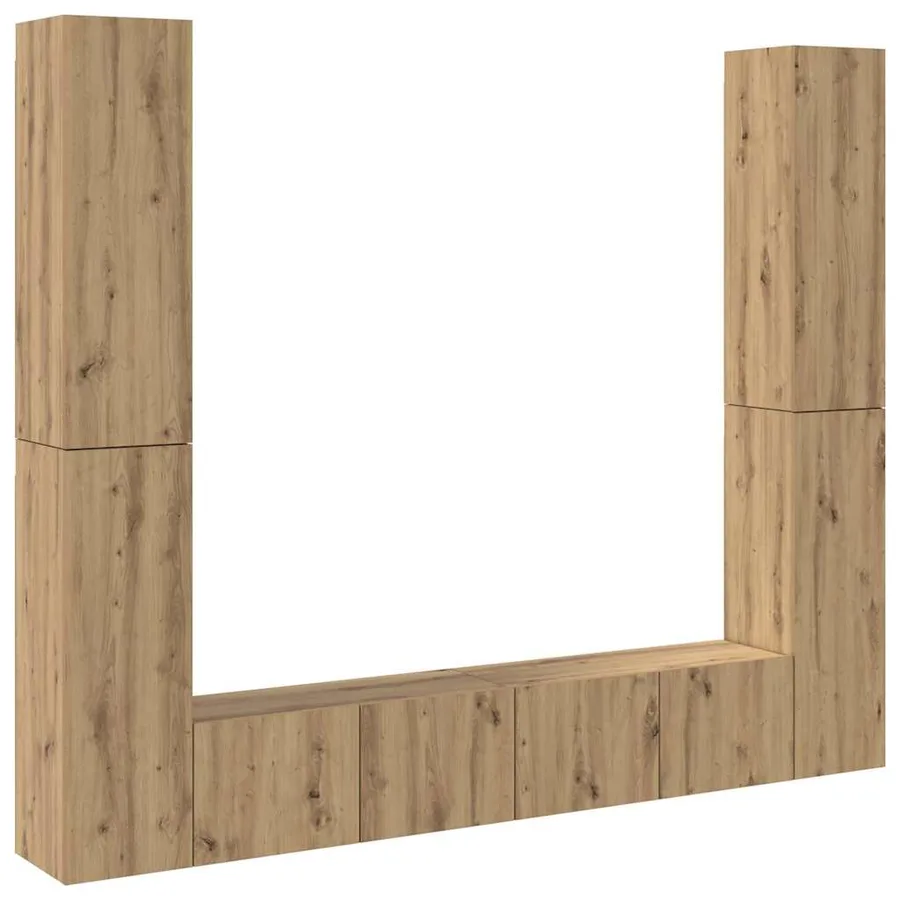 Meubles TV muraux 6 pcs chêne artisanal bois d'ingénierie - 2