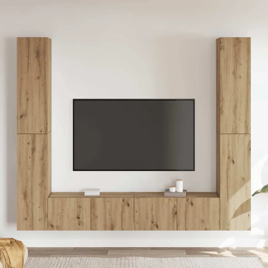 Meubles TV muraux 6 pcs chêne artisanal bois d'ingénierie - 3