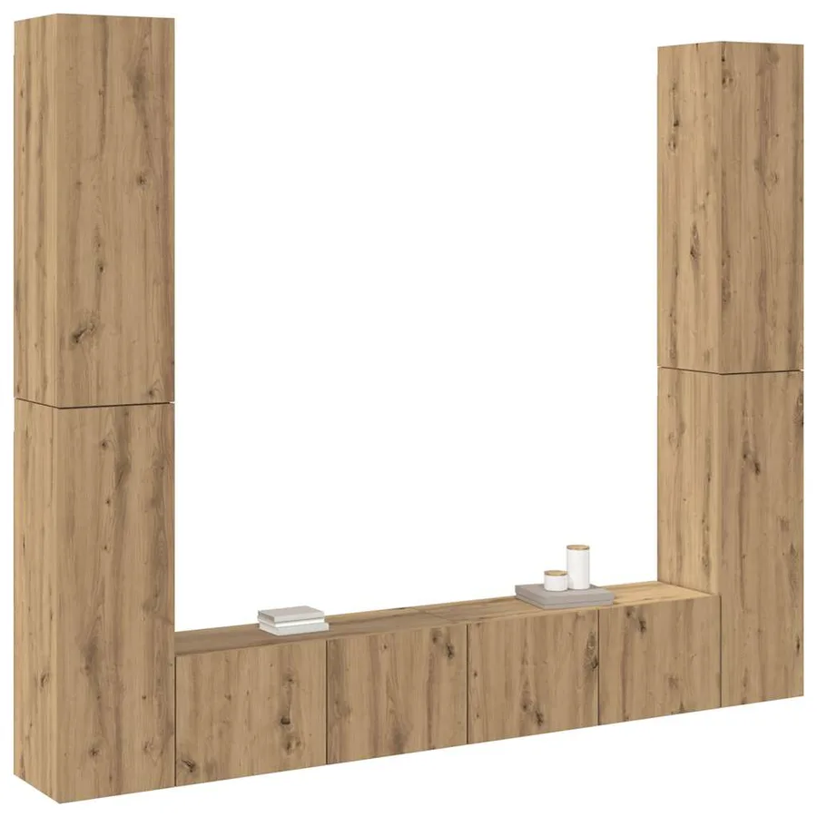 Meubles TV muraux 6 pcs chêne artisanal bois d'ingénierie - 4