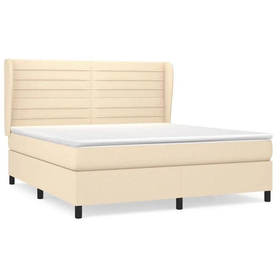 Sommier à lattes de lit avec matelas Crème 180x200 cm Tissu - 2