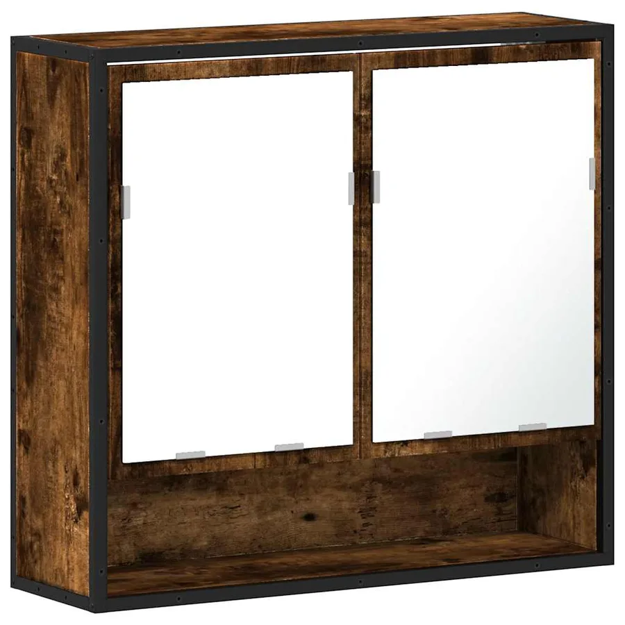Armoire à miroir de salle de bain chêne fumé bois d’ingénierie - 2