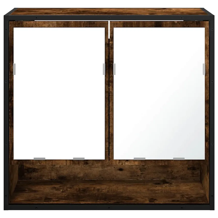 Armoire à miroir de salle de bain chêne fumé bois d’ingénierie - 5