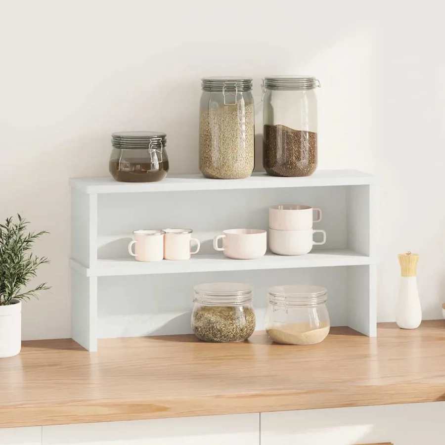 Étagères de cuisine empilables 2 pcs blanc 50x15x16 cm - 2