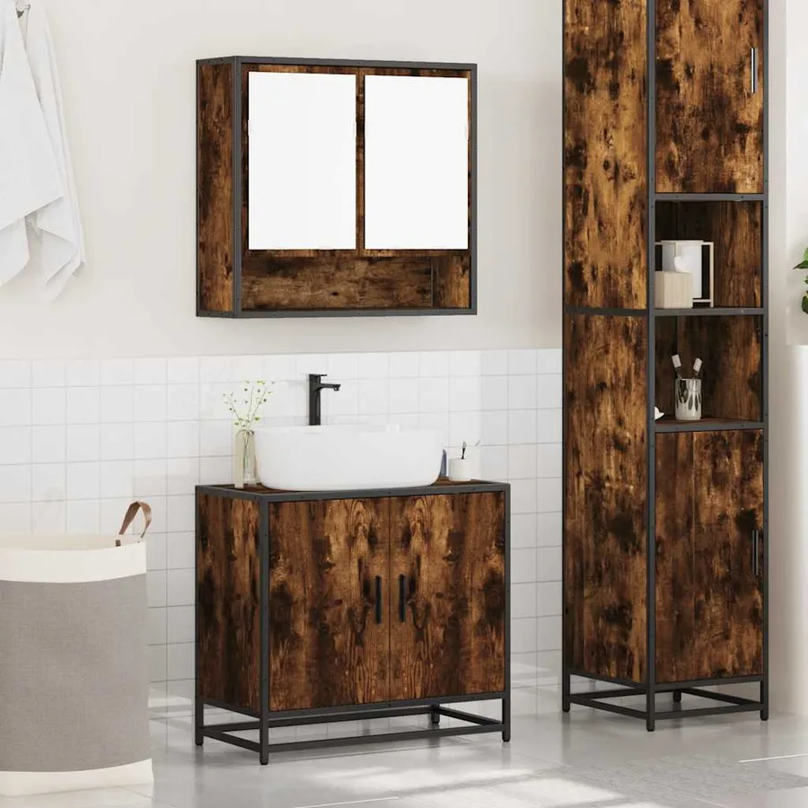 Ensemble de meubles de salle de bain 2 pcs Chêne fumé - 3