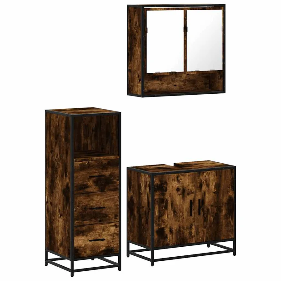 Ensemble de meubles de salle de bain 3 pcs Chêne fumé - 2