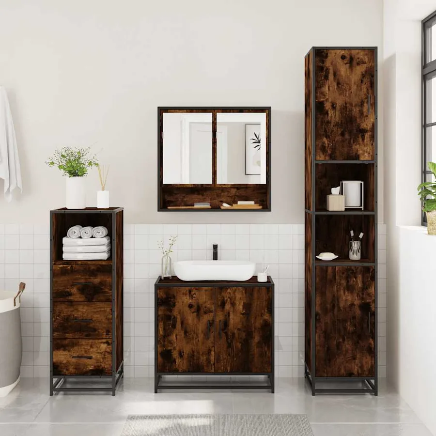 Ensemble de meubles de salle de bain 3 pcs Chêne fumé - 3