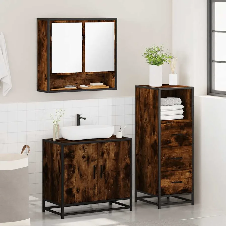 Ensemble de meubles de salle de bain 3 pcs Chêne fumé - 4