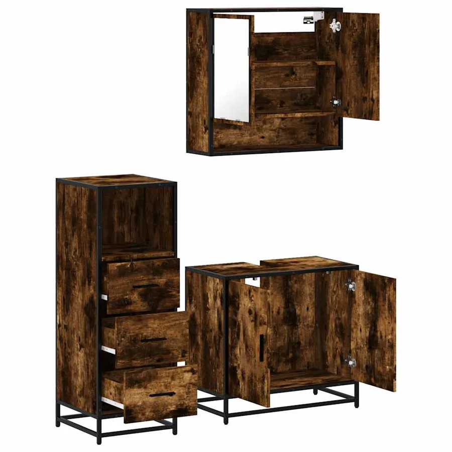 Ensemble de meubles de salle de bain 3 pcs Chêne fumé - 8