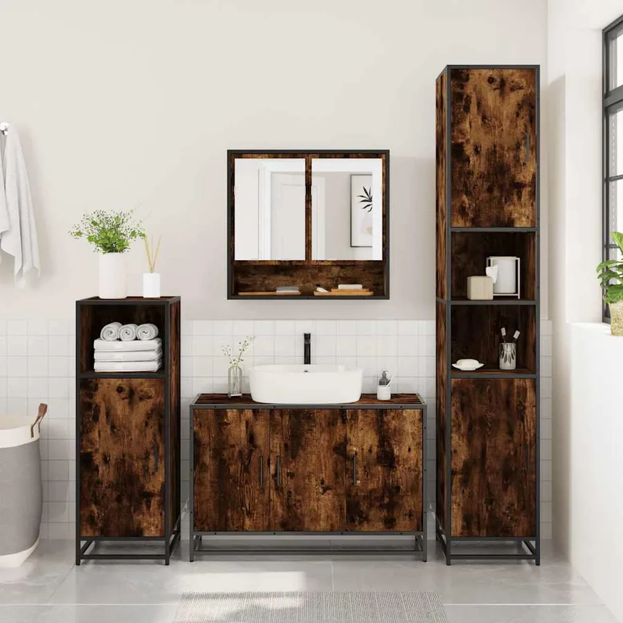 Ensemble de meubles de salle de bain 2 pcs Chêne fumé - 4