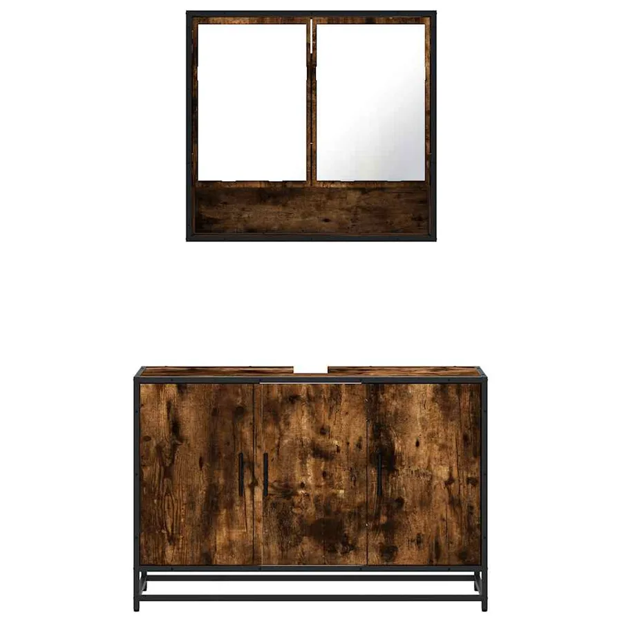 Ensemble de meubles de salle de bain 2 pcs Chêne fumé - 5