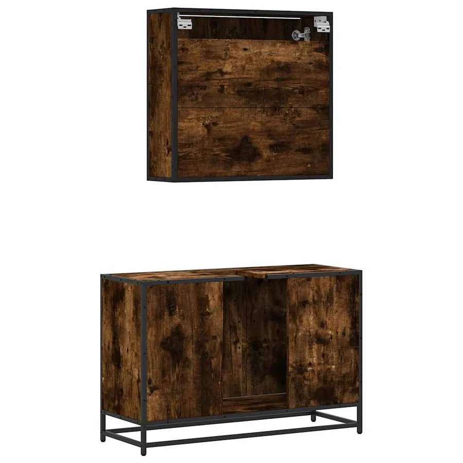 Ensemble de meubles de salle de bain 2 pcs Chêne fumé - 7