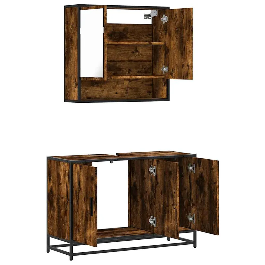 Ensemble de meubles de salle de bain 2 pcs Chêne fumé - 8
