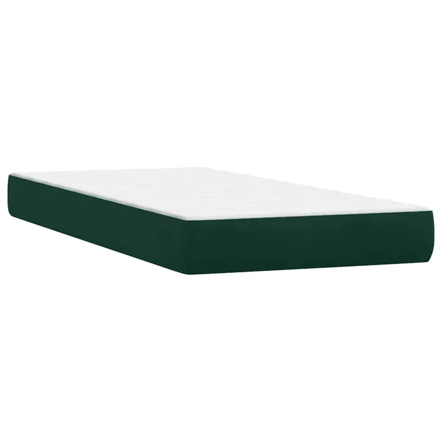 Sommier à lattes de lit et matelas et LED vert foncé 90x210 cm velours - 7