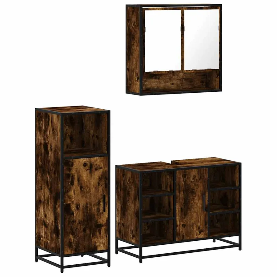 Ensemble de meubles de salle de bain 3 pcs Chêne fumé - 2