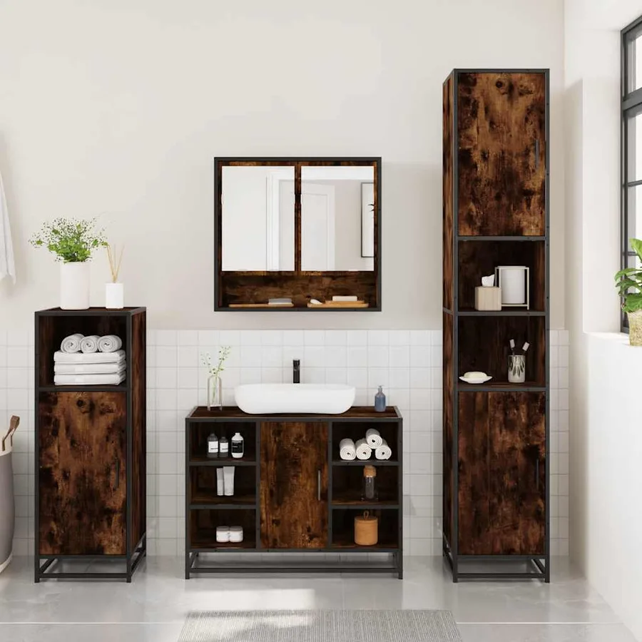 Ensemble de meubles de salle de bain 3 pcs Chêne fumé - 3