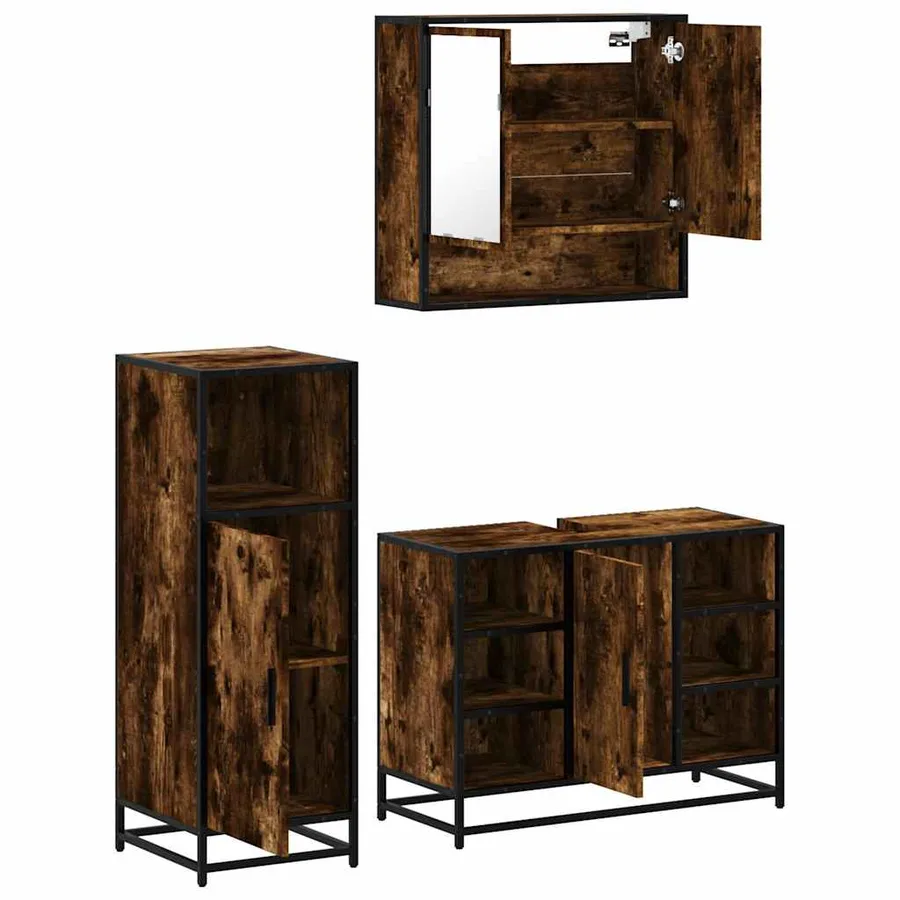 Ensemble de meubles de salle de bain 3 pcs Chêne fumé - 6