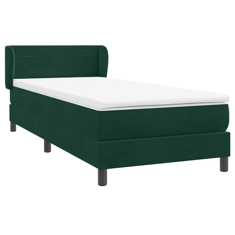 Sommier à lattes de lit et matelas vert foncé 90x210 cm velours - 4
