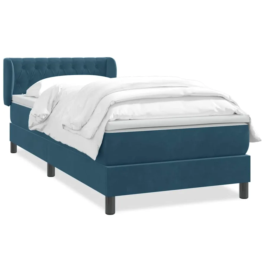 Sommier à lattes de lit et matelas bleu foncé 90x210 cm velours - 2