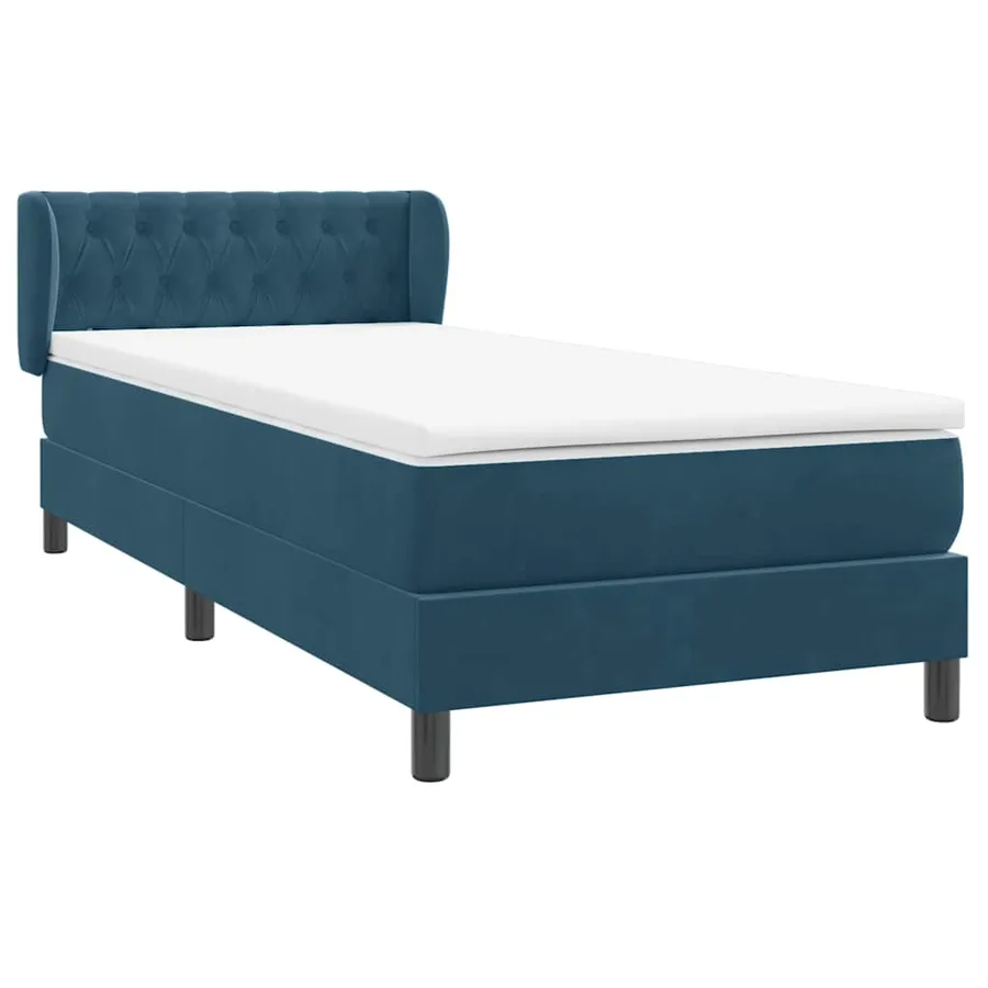 Sommier à lattes de lit et matelas bleu foncé 90x210 cm velours - 4