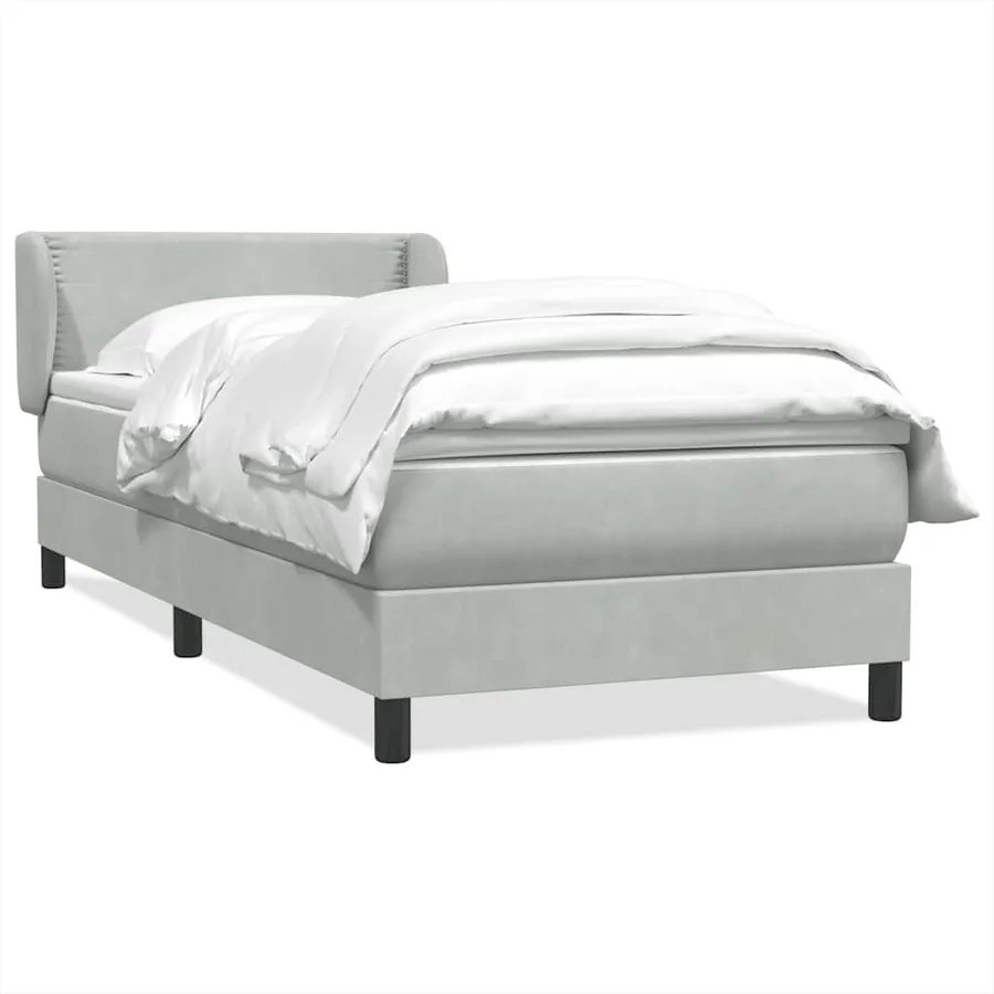 Sommier à lattes de lit et matelas gris clair 80x220 cm velours - 2