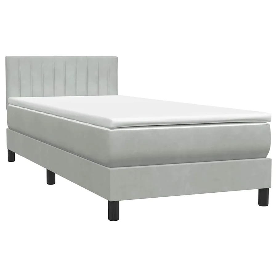 Sommier à lattes de lit et matelas gris clair 80x220 cm velours - 2