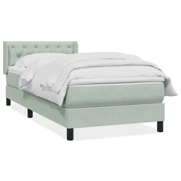 Sommier à lattes de lit et matelas gris clair 80x220 cm velours