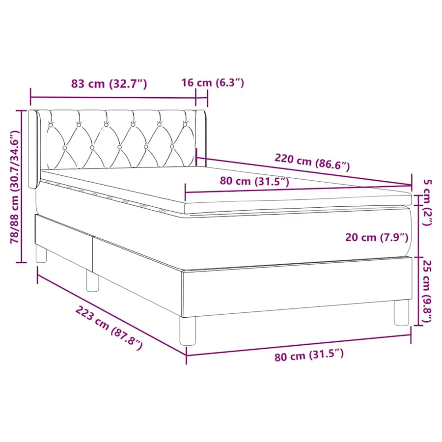 Sommier à lattes de lit et matelas gris clair 80x220 cm velours - 12