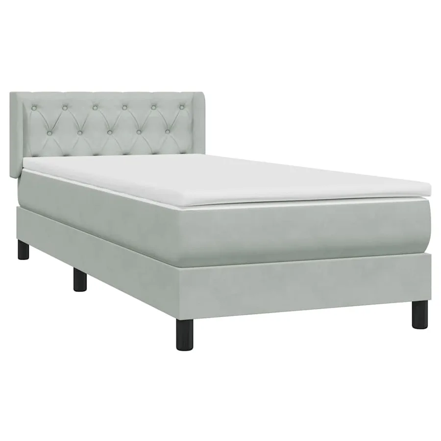 Sommier à lattes de lit et matelas gris clair 80x220 cm velours - 2