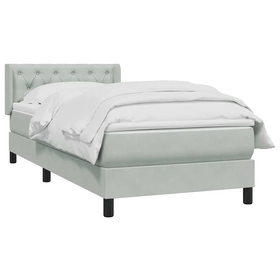 Sommier à lattes de lit et matelas gris clair 80x220 cm velours - 4