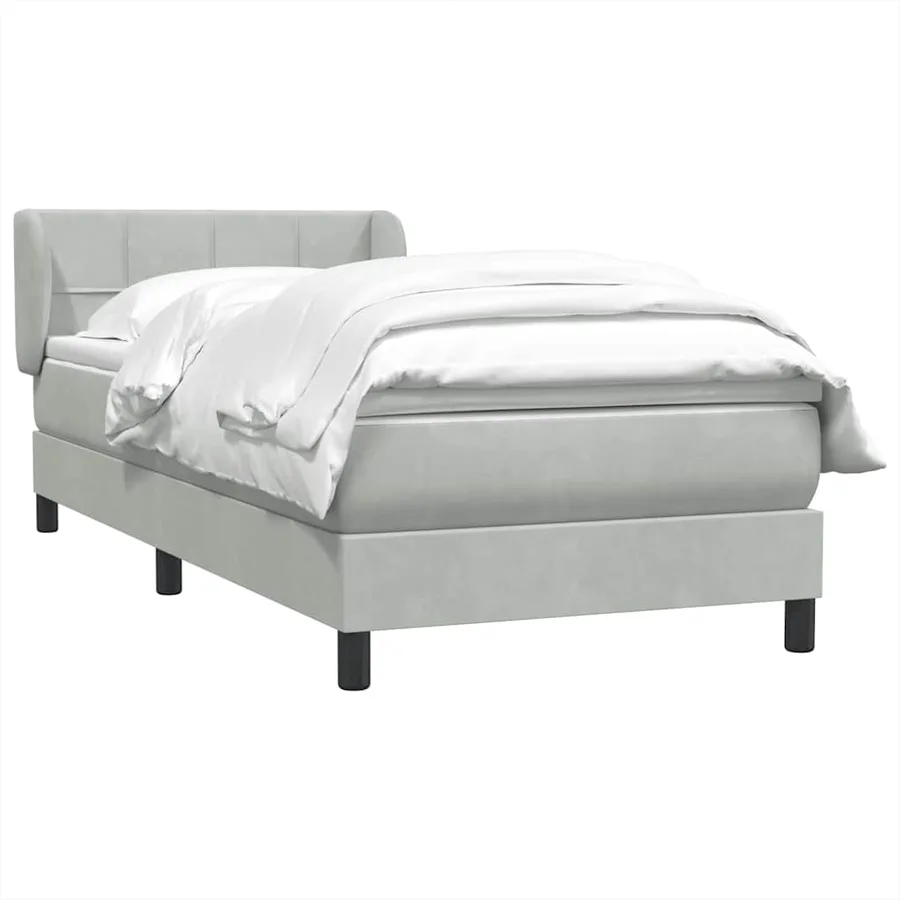 Sommier à lattes de lit et matelas gris clair 80x220 cm velours - 3